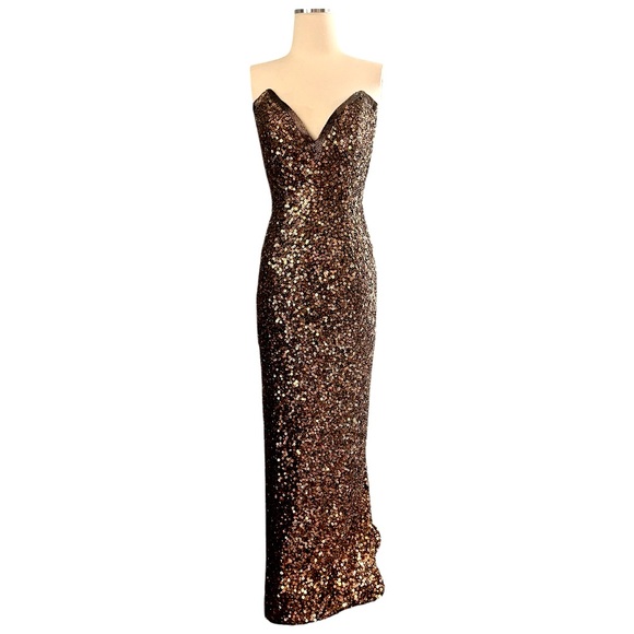Vintage LILLIE RUBIN Copper Sequin Beaded Strapless Gown Sz 2 VTG 6 - Picture 12 of 17